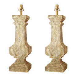 Pair of Garden Balustrade Lamps - Lamps