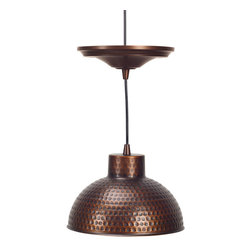 Screw-In Antique Hammered Copper Pendant Lighting with Adjustable Cord - Pendant Lighting