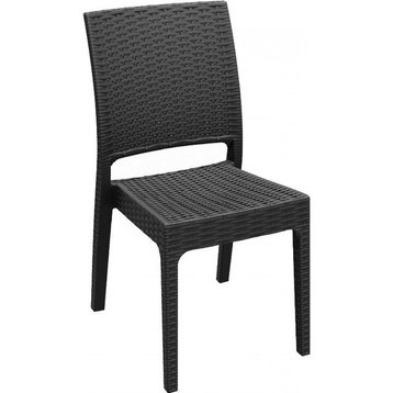 Florida Resin Wickerlook Dining Chair, Set of 2, Dark Gray