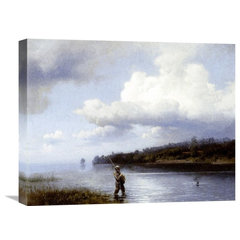 Fly Fishing Painting Print on Wrapped Canvas