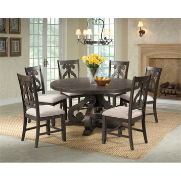Picket House Furnishings Stanford 7 Piece Round Dining Set in Walnut