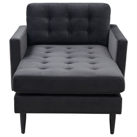 Safavieh Couture Curtis Tufted Chaise, Dark Grey, Dark Grey