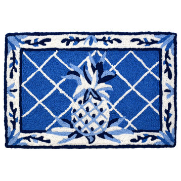 French Country Pineapple, Indoor Outdoor Accent Doormat, 20"x30"