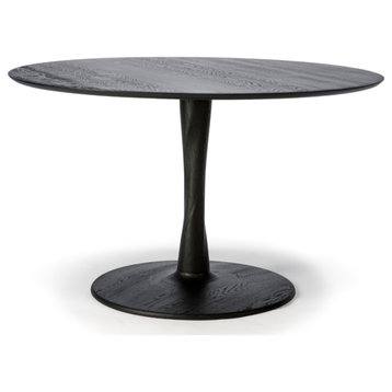 Pedestal Dining Table | OROA Torsion, Black Oak, 50”w X 50”d X 30”h
