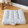 Sorra Home Faux Fur Tufted Floor Pillow, 24"Lx24"Wx5"H, Gray