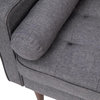 Hudson Mid-Century Modern Sofa With Tufted Upholstery and Solid Wood Legs, Dark Gray