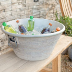 Artifacts Trading Company - Artifacts Rattan™ Aluminum Ice Tub, White Wash - Our rattan insulated ice bucket will turn your next gathering into an event!