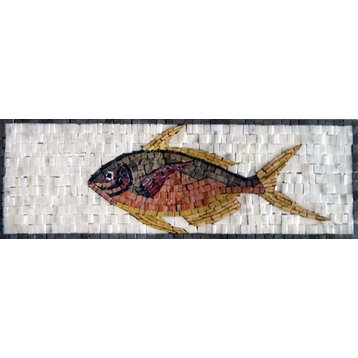 Fish Border Mosaic, 6"x12"