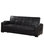 Faux Leather Sofa Bed With Storage and Cup Holders, Black