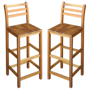Vidaxl Bar Chairs, Set of 2, Solid Acacia Wood