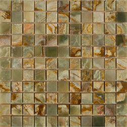 MS International Green Polished Onyx Mesh-Mounted Mosaic Tile - Mosaic Tile