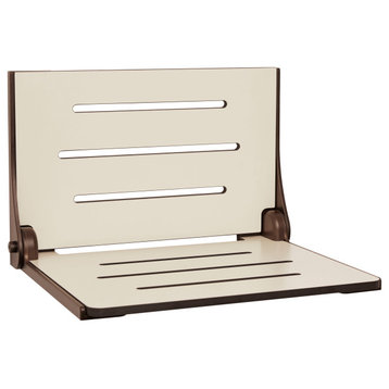 Silhouette Folding Wall Mount Shower Bench Seat, Almond Seat, Bronze Frame