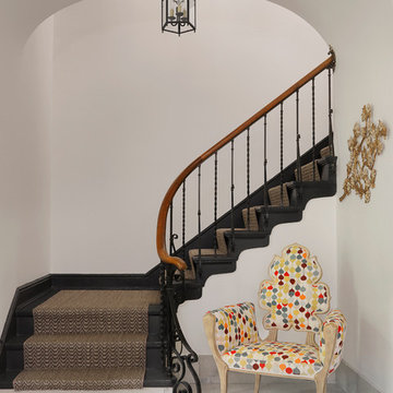 Stairway with iron railing