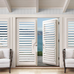 Traditional White Patio Custom Window Shutters by Hunter Douglas - Interior Shutters