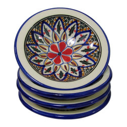 Le Souk Ceramique - Round Stoneware Sauce Dishes, Set of 4, Tabarka Design - Serving Dishes And Platters