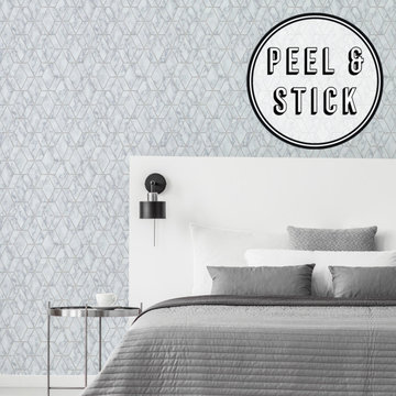 Transform Marble Geo Peel and Stick Wallpaper by Graham & Brown Bedroom Shot