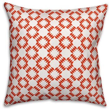 Folk Southwestern Pattern, Red Outdoor Throw Pillow, 16"x16"