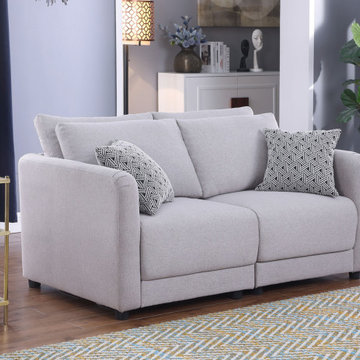 Penelope 60" Light Gray Linen Loveseat with Pillows
