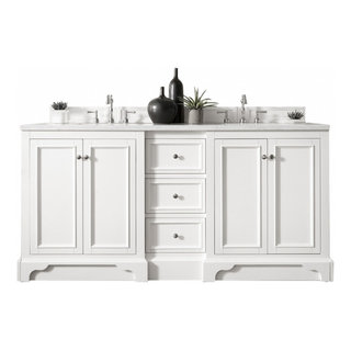 82 de Soto Double Bathroom Vanity with Makeup Counter, Bright White