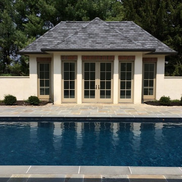 Bethlehem Township custom salt water pool with deck jets