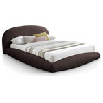 Meridian Furniture - Genesis Upholstered Bed, Brown, Teddy Fabric, King - Refresh your bedroom with the Genesis brown faux shearling teddy fabric king bed, upholstered in soft plush. The rounded headboard, rails, and footboard create the illusion of a floating bed, introducing a sleek contemporary touch to your space. Combining comfort and style seamlessly, this bed's luxurious fabric and innovative design make it a standout centerpiece. It's perfect for enhancing both the elegance and relaxation of your bedroom.