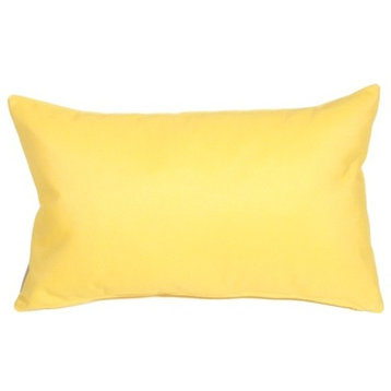 Pillow Decor - Sunbrella Solid Color Outdoor Pillow, Buttercup Yellow, 12" X 20"