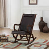 Espresso Brown Faux Leather With Walnut Finish Rocking Chair