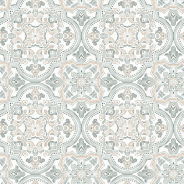 Concord Coral Medallion Wallpaper, Swatch
