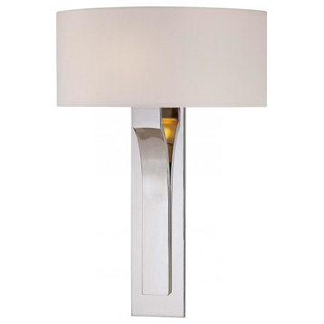 1 Light Wall Sconce in Polished Nickel with White glass