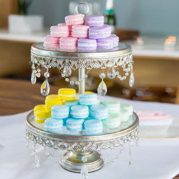 Anastasia Silver 2-Tier Glass Top Dessert Stand by Amalfi Decor