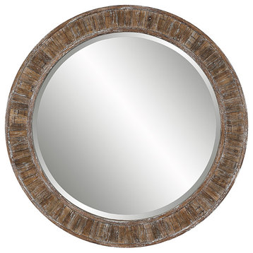 Strips Of Darkened Weathered Pine, With White Distressing Mirror