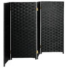 3 ft. Short Woven Fiber Room Divider 4 Panel Black