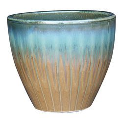 Garden Treasures 8.3-in H x 8.7-in W x 8.7-in D Tan/Blue Ceramic Indoor/Outdoor - Products