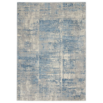 Nourison Solace 5'3" x 7'3" Ivory/Grey/Blue Modern Indoor Area Rug
