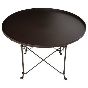 Round Metal Coffee Table With Claw Feet, Rustic Bronze