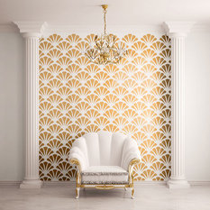 50 Most Por Contemporary Wall Stencils For 2018 Houzz My Wonderful Walls Scallop Shell Pattern Wall Stencil For Painting Stencils
