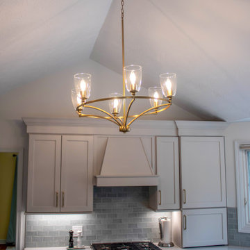 Two Tone Kitchen with Wood & Irish Creme Painted Cabinets w/ Quartz Countertop