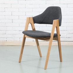 Nestor Solid Oak Dining Chair - Dark Grey Fabric - Dining Chairs
