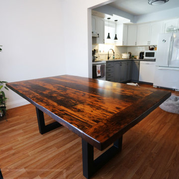 Metal Base Reclaimed Wood TablesOntario Barnwood Metal Base by HD Threshing Floo