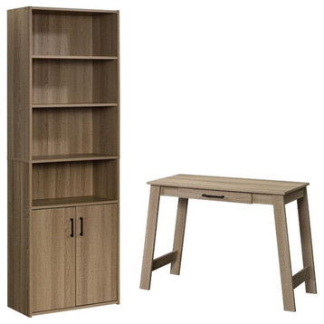 Home Square 2 Piece Office Furniture Set with 4-shelf Bookcase and Writing Desk