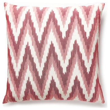 Adras Ikat Weave Pillow, Coral, 22" X 22"