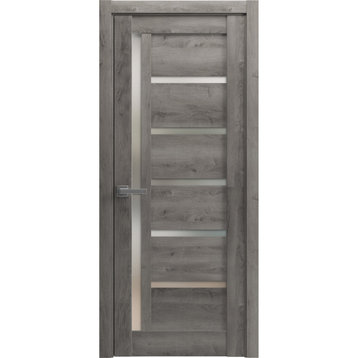 Solid French Door 24 x 96 | Quadro 4088 Nebraska Grey | Frosted Glass