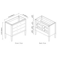 Grace Bathroom Vanity, Black With Brass Trim, 36", Single Sink, Freestanding