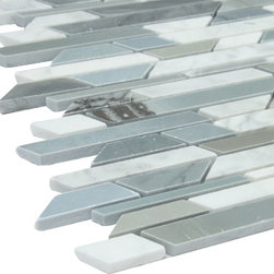 White and Blue ZigZag Stone Tile Mosaics Collection - Home Accessories & Decor