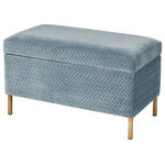 Elk Home - Elk Home 3169-104 Shake - 31" Storage Bench - Keep an entrance hall free from the clutter of shoShake 31" Storage Be Blue Chenille/Gold