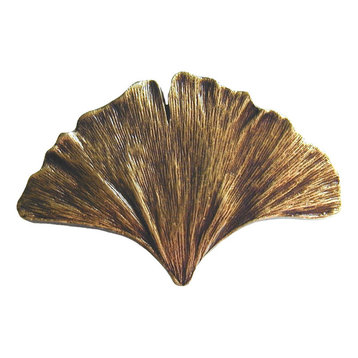 Ginkgo Leaf Knob Antique Brass, Antique Brass