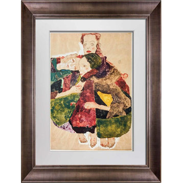 Egon Schiele Limited Edition Lithograph, Group of 3 Girls, 1911, Signed, Framed
