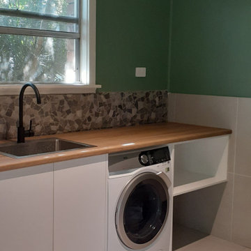 Laundry renovation- Outdated laundry to modern laundry/bathroom
