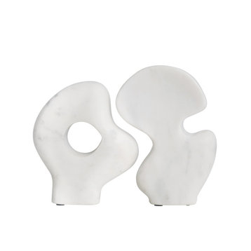 Decorative Abstract Marble Sculptures, Set of 2 Styles, White
