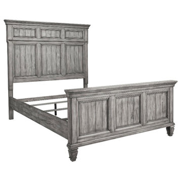 Pemberly Row Traditional Wood Eastern King Panel Bed in Weathered Gray